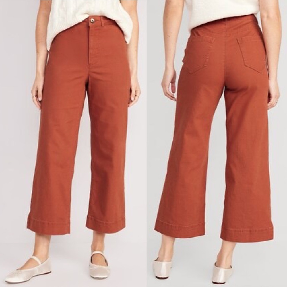 Old Navy High-Waisted Crop Chino Wide-Leg Pants Umbria Size 28